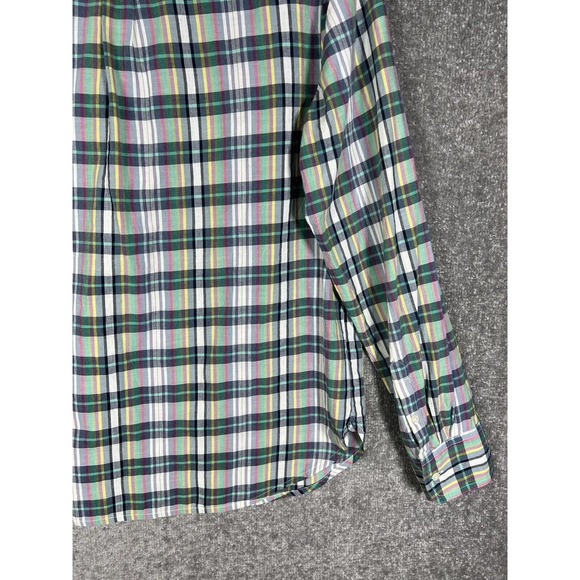 J Crew Long Sleeve Plaid Popover 3/4 Button Shirt Womens Size Medium Pocket - Picture 10 of 14